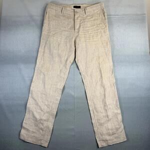 Jos A Bank Reserve 100% Linen Pants Mens 36x32 Beige Drawstring Chino Casual